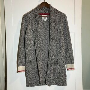 Roots Cabin Cardigan Sweater Women's XS Gray Black Shawl Knit Outdoors Granola